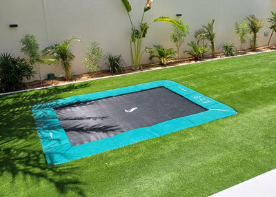  best outdoor garden trampoline, akrobat, inground trampoline, orbit flat, rectangle,  green, akrobatuae, 11x8ft , primus , dubai, uae, trampolines, arabian ranches, 